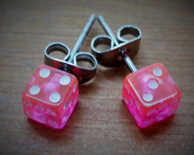 Pink Dice Earrings